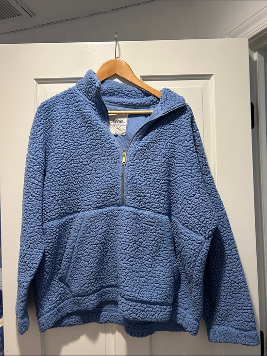 aerie Jackets & Blazers - Aerie Light Blue Sherpa Half-Zip Pullover